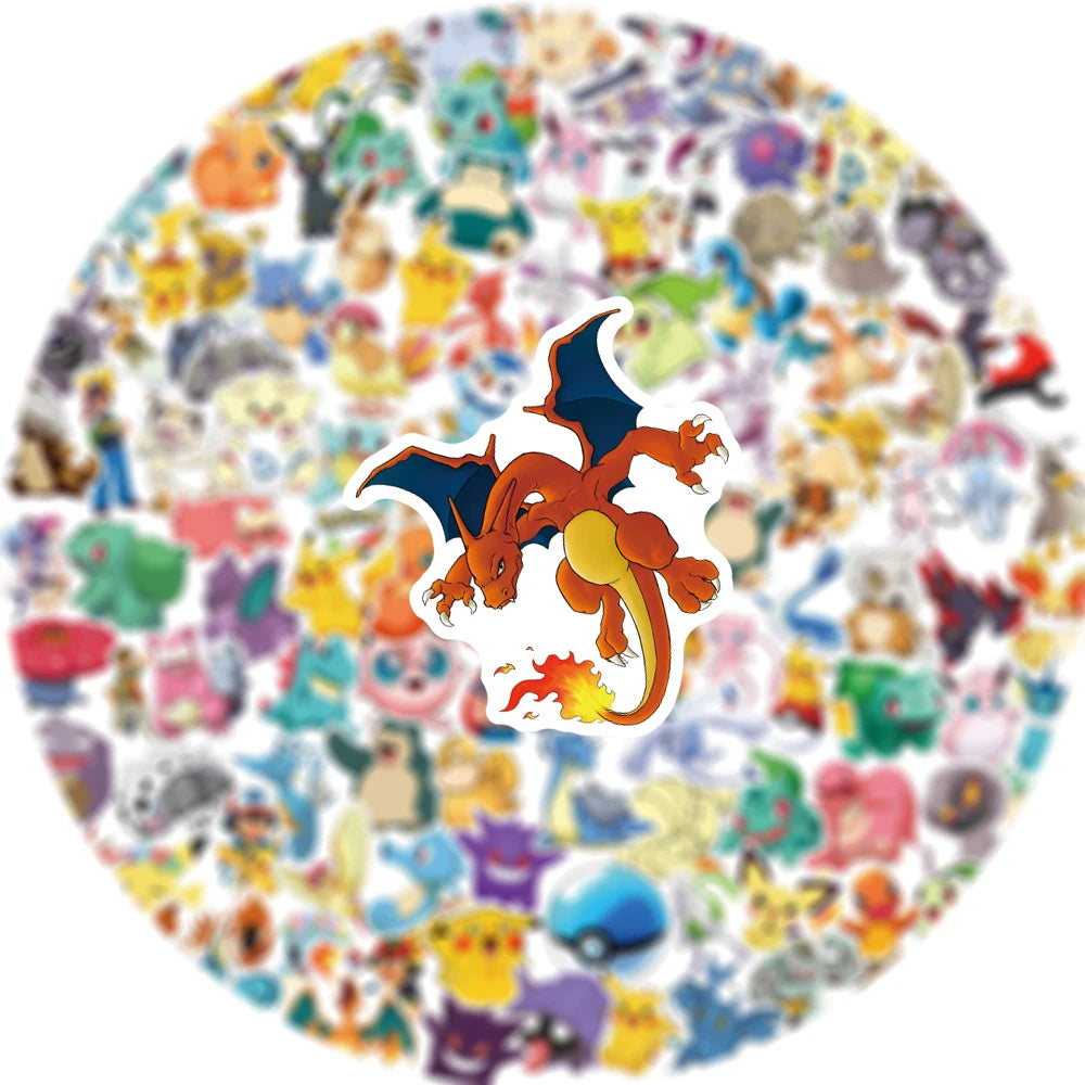 50/100/200Pcs Pokemon Anime Stickers Pikachu Kawaii Sticker Laptop Suitcase Skateboard Guitar Phone Cartoon Kid Gift Toys