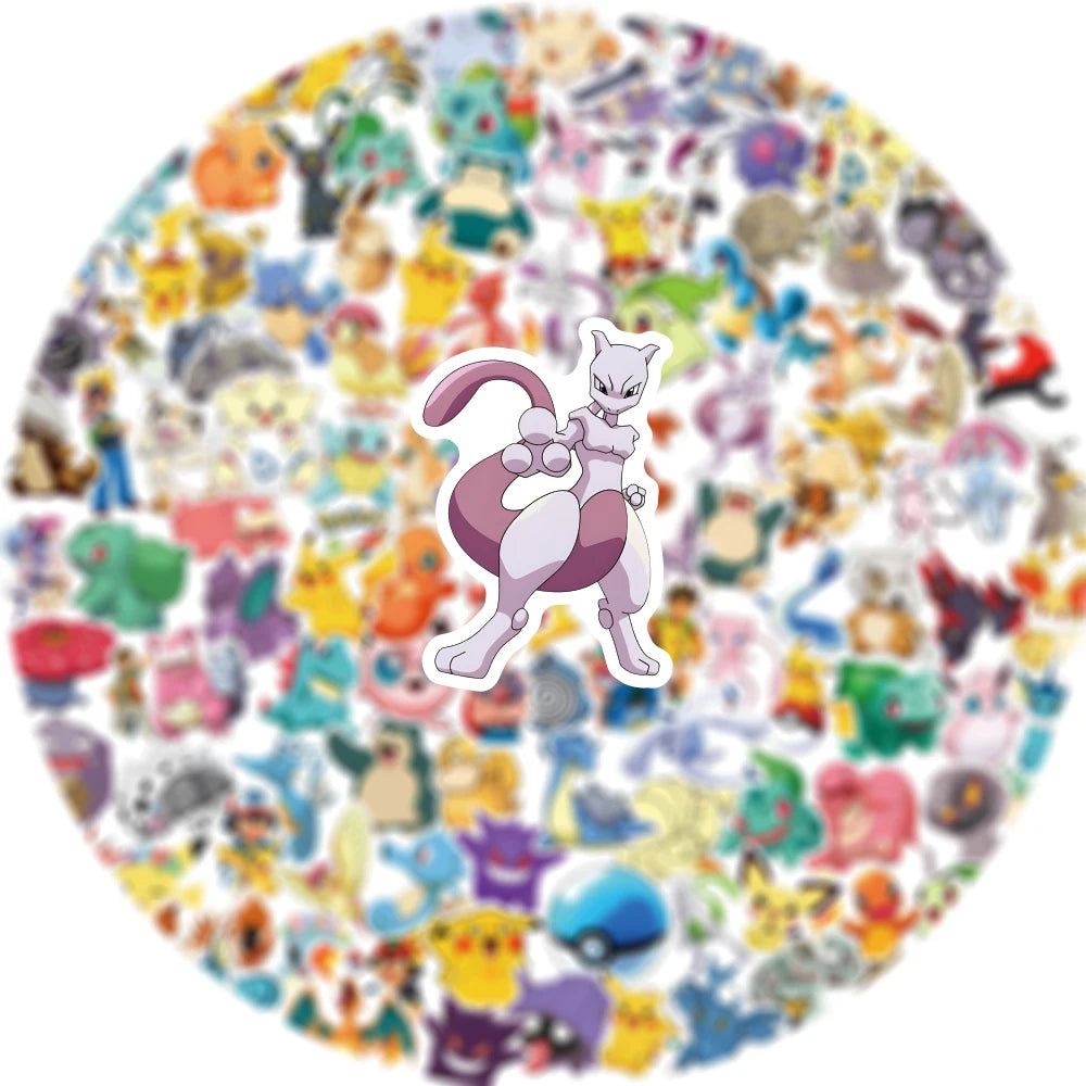 50/100/200Pcs Pokemon Anime Stickers Pikachu Kawaii Sticker Laptop Suitcase Skateboard Guitar Phone Cartoon Kid Gift Toys