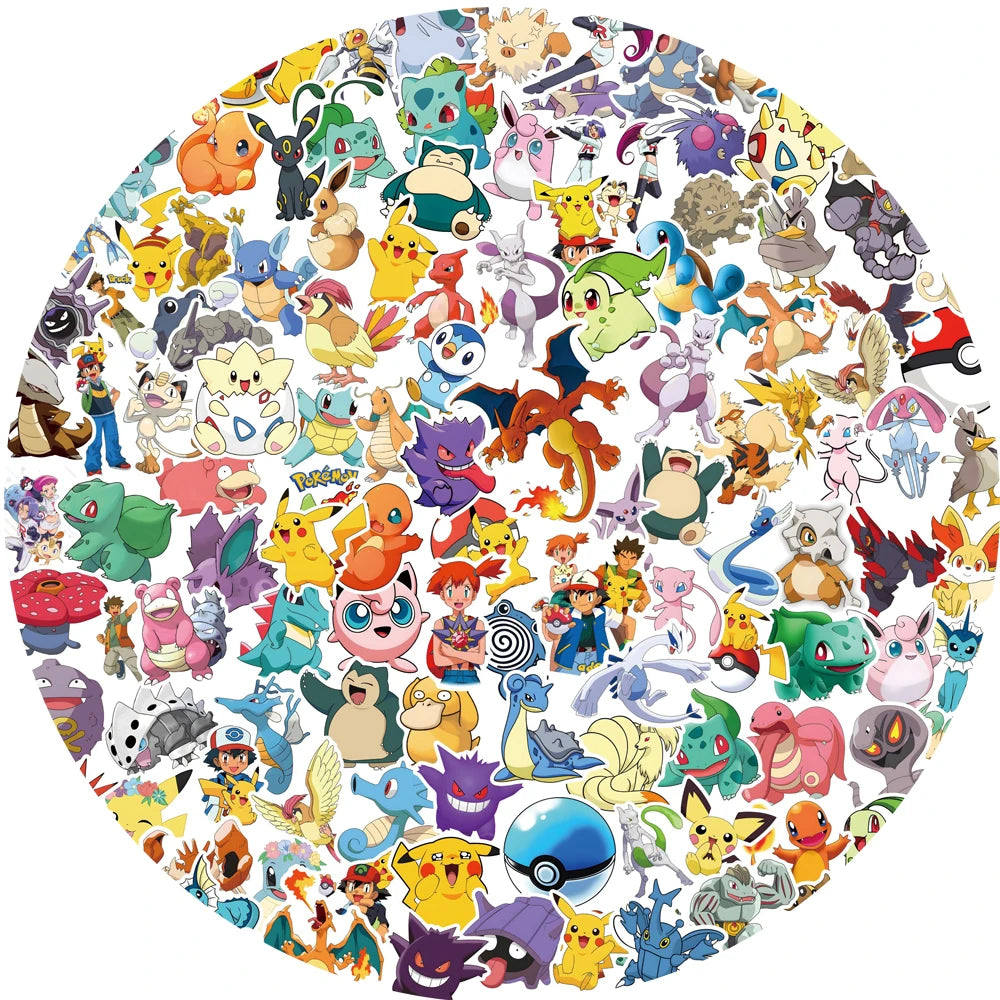 50/100/200Pcs Pokemon Anime Stickers Pikachu Kawaii Sticker Laptop Suitcase Skateboard Guitar Phone Cartoon Kid Gift Toys